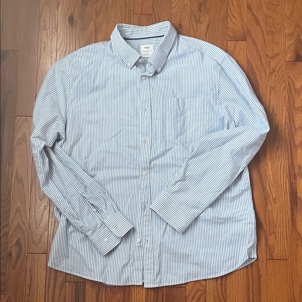 Marks & Spencer Blue and White Striped Shirt